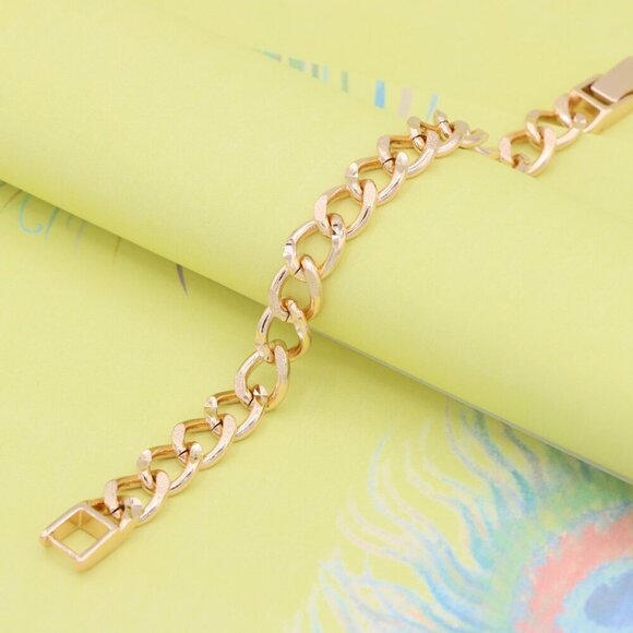 "Bold Textured Chain Rose Gold Bracelet in High Polish Finish, XPBL0993 - Picture 3 of 12